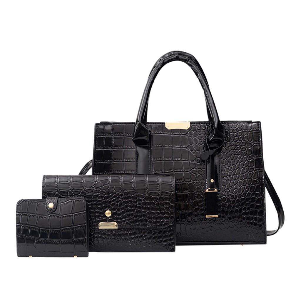 Portofel pochette din piele, de culoare solidă, din trei piese, la modă pentru femei