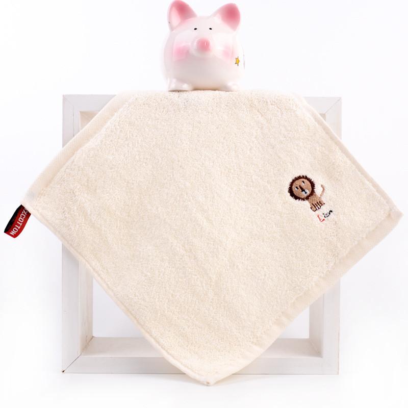 1Pcs 25x25cm 100% Cotton Cartoon Animal Embroidered Small Square Face Towel Baby Hand Children Wash Cloth