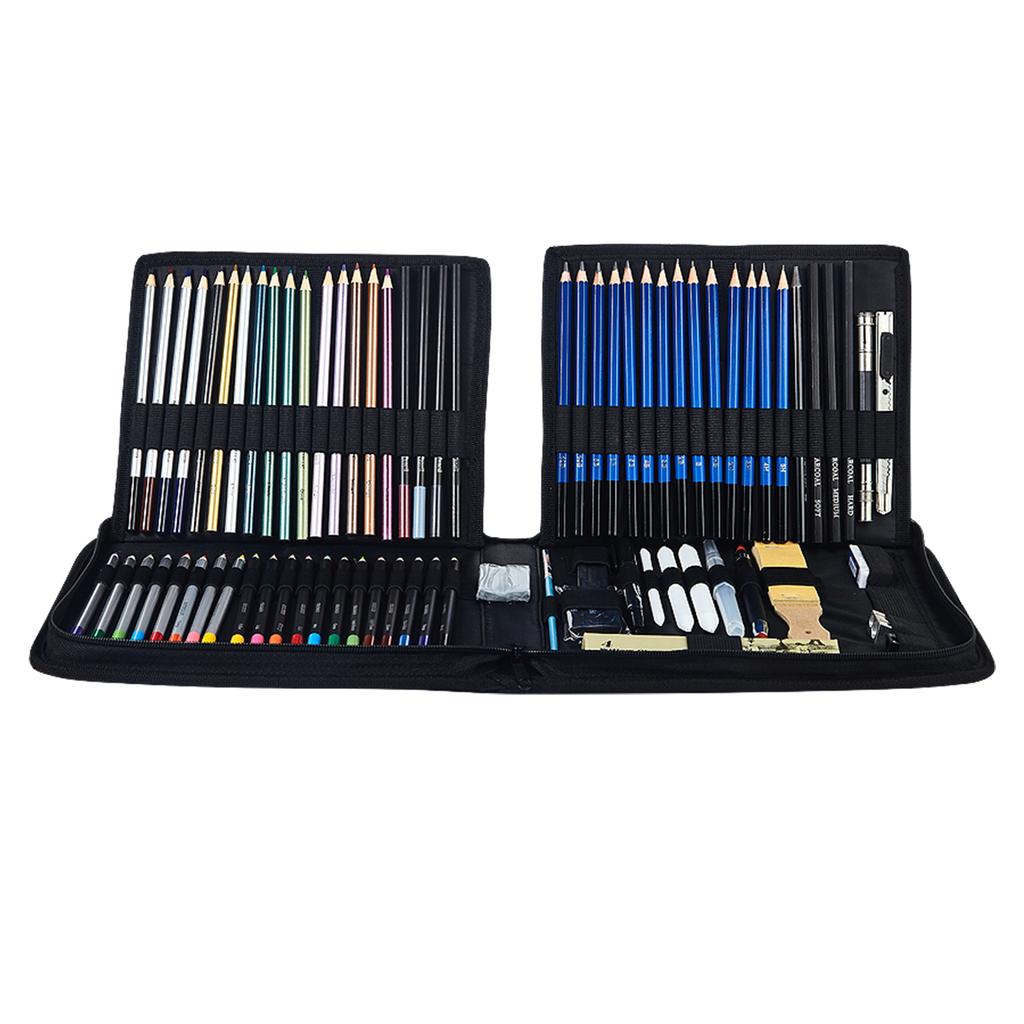 83 Piece Professional Drawing Pencils and Sketch Art Supplies Includes Colored Pencil Sketch Charcoal Pastel Pencil