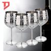 Elegant European Stainless Steel Etched Wine and Champagne Glasses