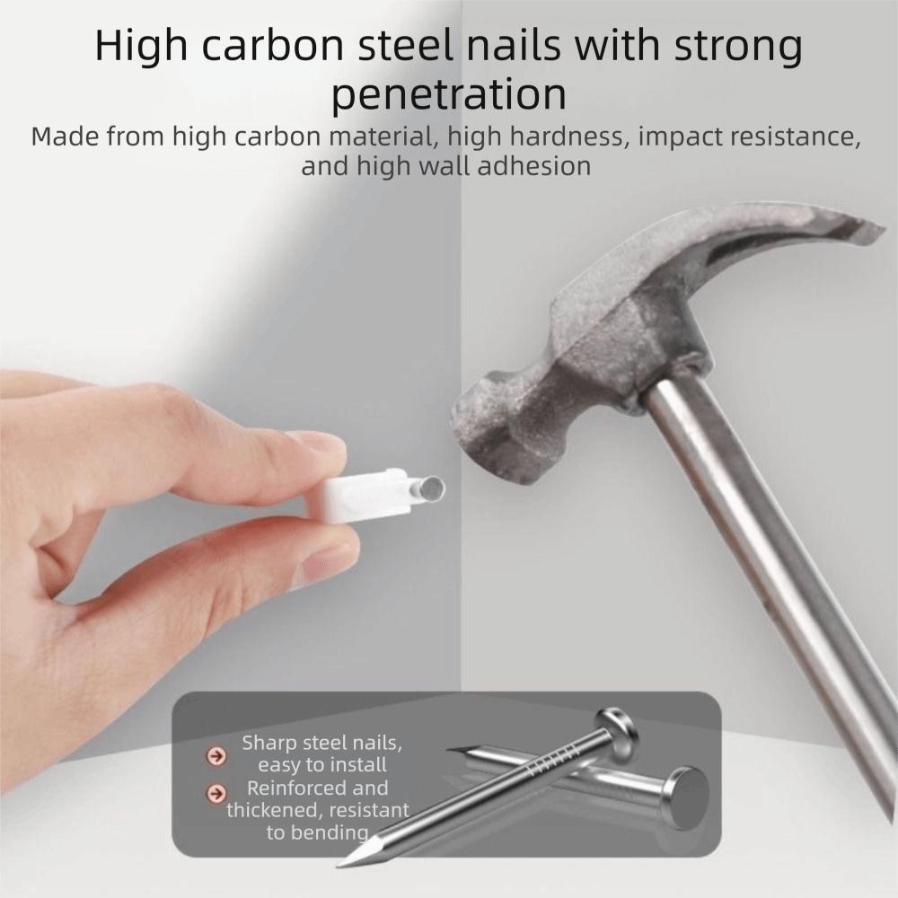 500pcs/bag Steel Nail Steel Nail Wire Clips Round Design Compact Size Round Cable Fasteners Wall Mounted Sturdy Material