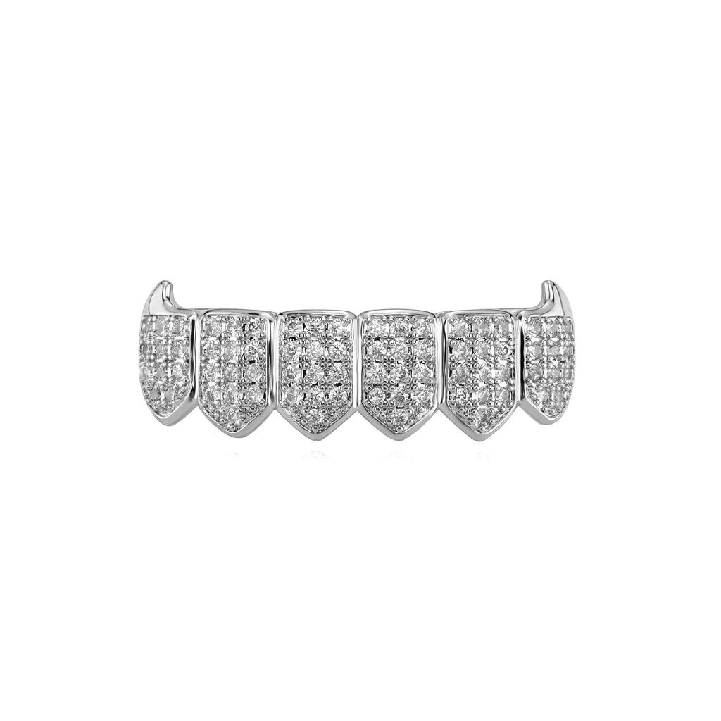 INS Popular hiphop European and American Hip-Hop Gold Teeth Set Sharp Teeth Jewelry Micro-Inlaid Gold Teeth Decoration Teeth Manufacturer