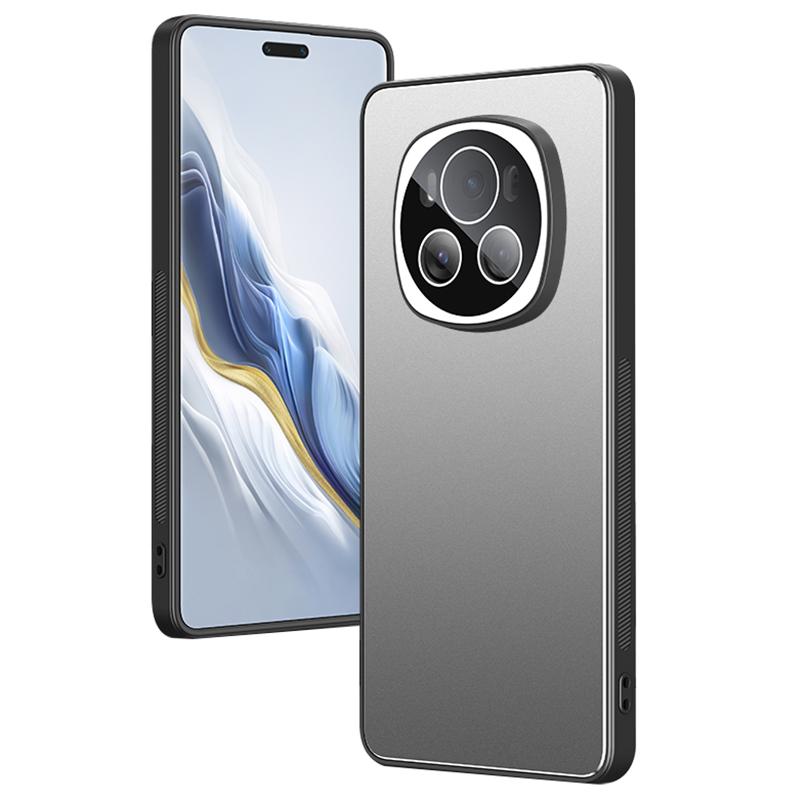 

For Honor Magic6 5G Case PC+TPU Anti-Drop Matte Phone Cover with Tempered Glass Lens Cover Grey