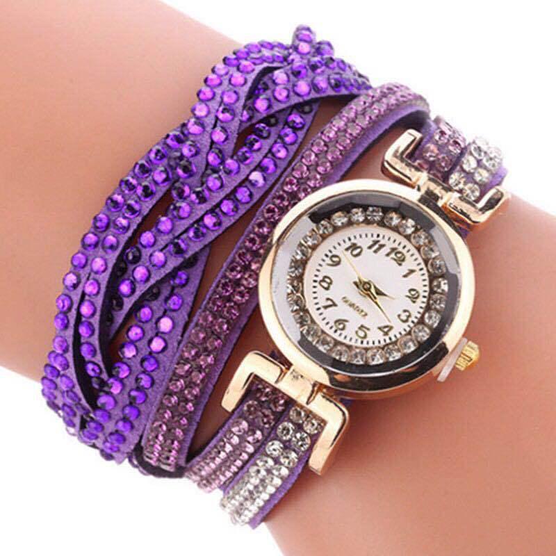 

Geneva Vintage-Inspired Colorful Braided Rhinestone Ladies Watch фіолетовий