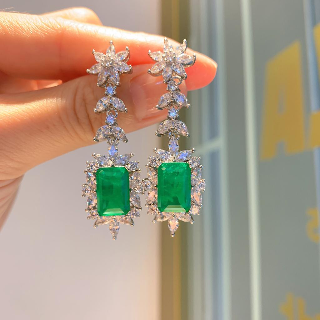 Color Simulation Jewelry Earrings Fashionable Paraiba Emerald Women Live Streaming