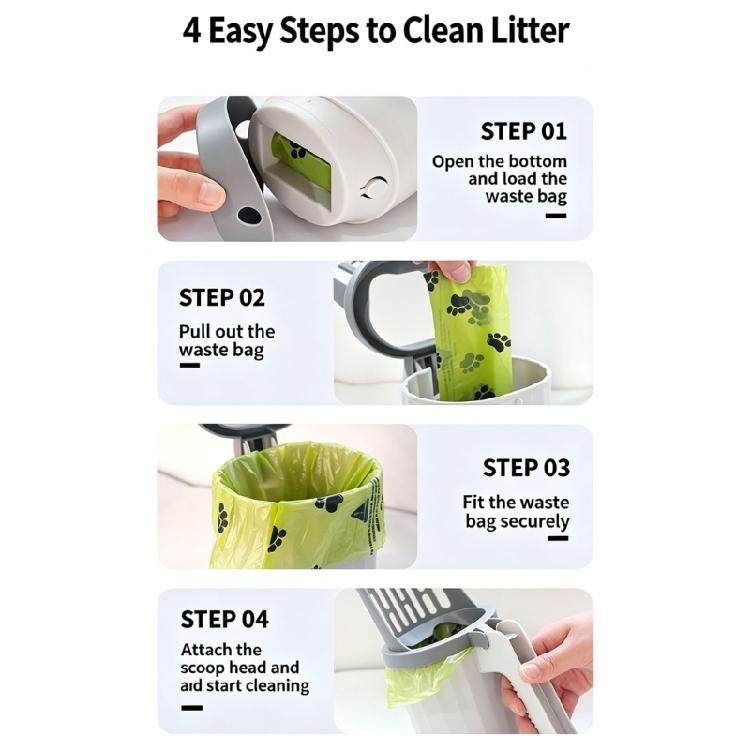 Handheld Litter Remover with Waste for Quicks Care, Plastic Cleaning Tool for Indoor Homes and Regular Use, 26 X 9 Cm