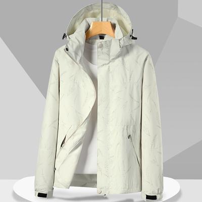New Single-layer Jacket Trendy Breathable Outdoor Thin Jacket Removable Cap Windproof Waterproof Trench Coat Men