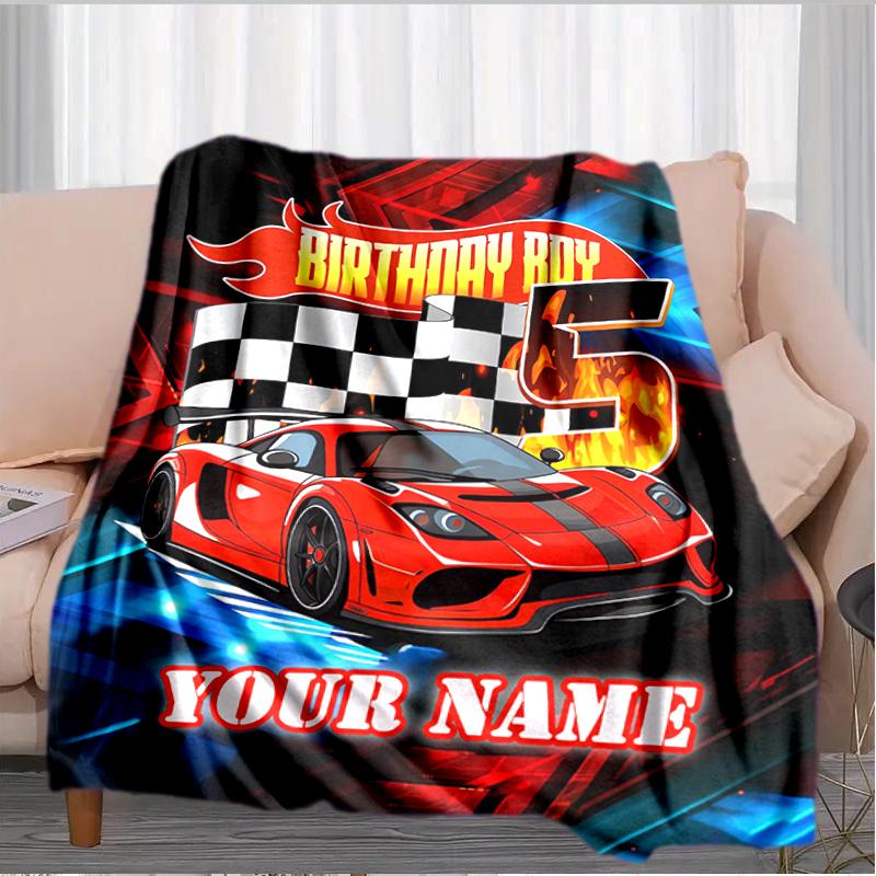 1PC Custom Name Birthday Celebration flannel blanket versatile, all-season throw suitable for the living room, bedroom, camping, travel, and gift