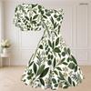 Women Plus Size White Floral Printed Two Piece Set Square Neck Sleeveless Tie Waist Flared Dress Short Sleeve Cropped Shrug