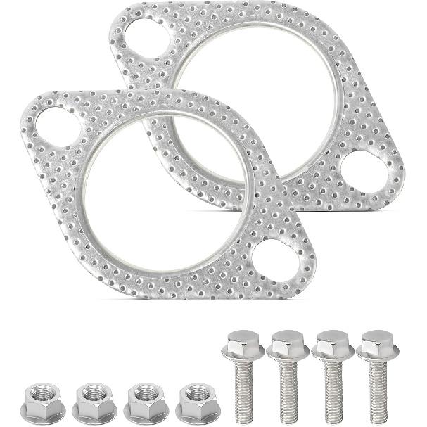 2PCS Exhaust Gasket,Car Accessories Exhaust Flange Gasket,Muffler Gasket,Catalytic Converter Gasket,Exhaust Flange Repair Kit With Bolt & Nut,Fit For