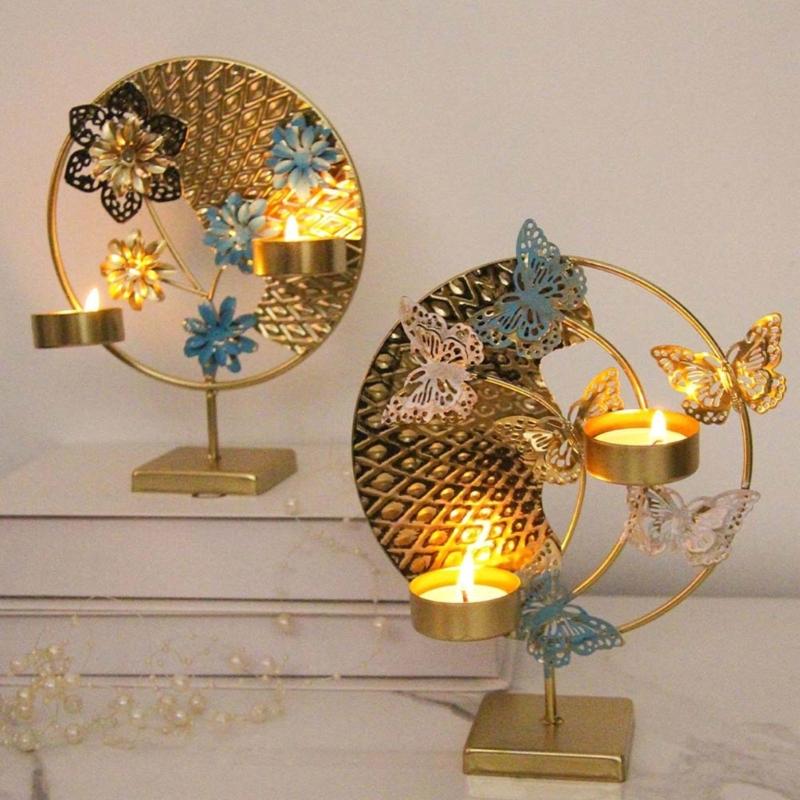 Iron Candle Holder Elegant Butterfly Candle Stand Candlestick Holder for Wedding Dining Tables Decorations