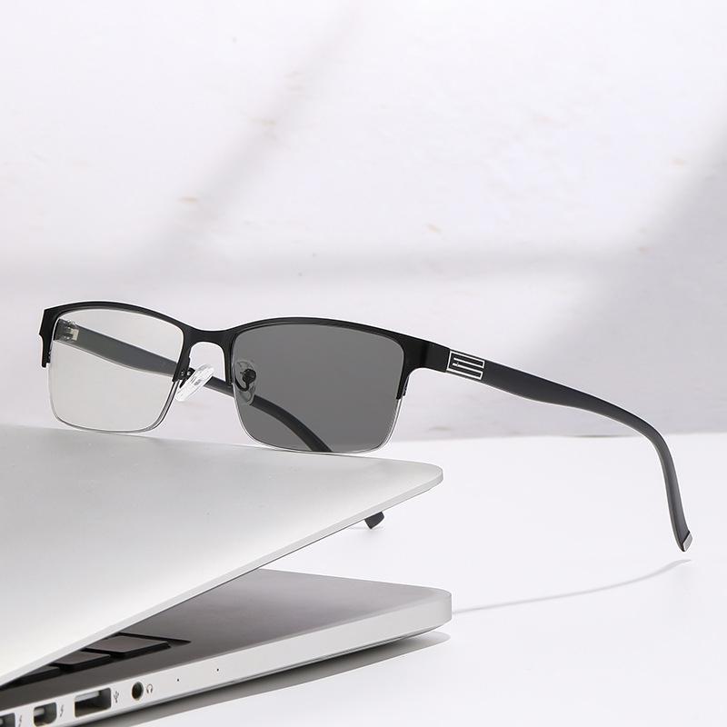

Color-changing Men s Semi-rimmed Business Style Eyewear Frame Prescription Lenses Finished Product Vintage Men s Style 809 -4