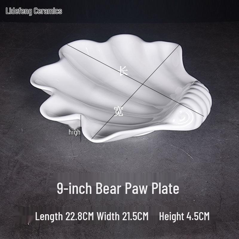 Irregular White Ceramic Bear Paw Plate - Creative Dish for Fruit or Cold Dishes