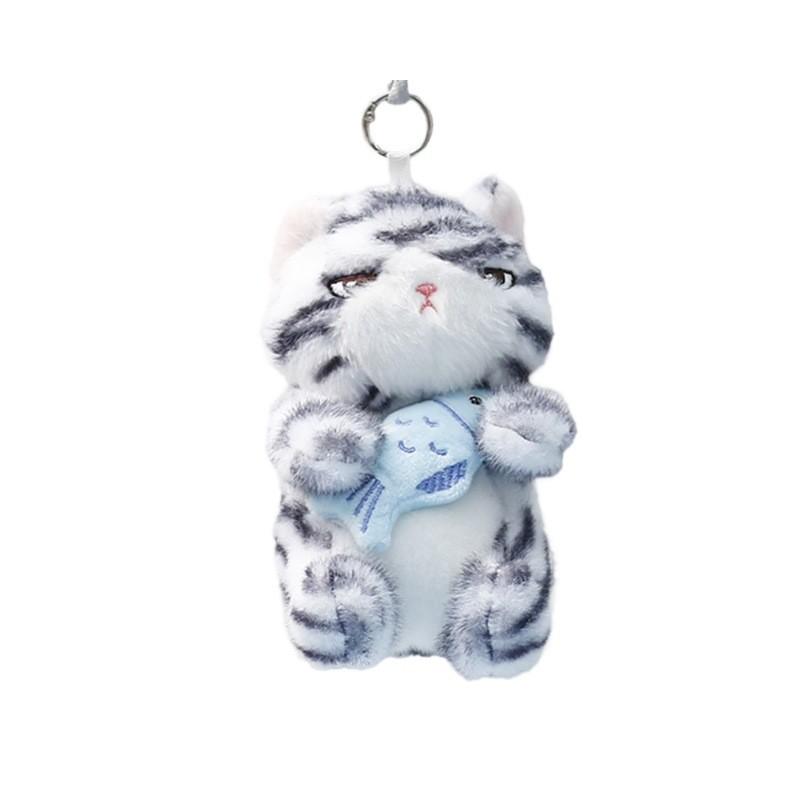 Soft Plush Cat Plushie With Fish Pattern For Girls Gift Keyring And Bag Pendant