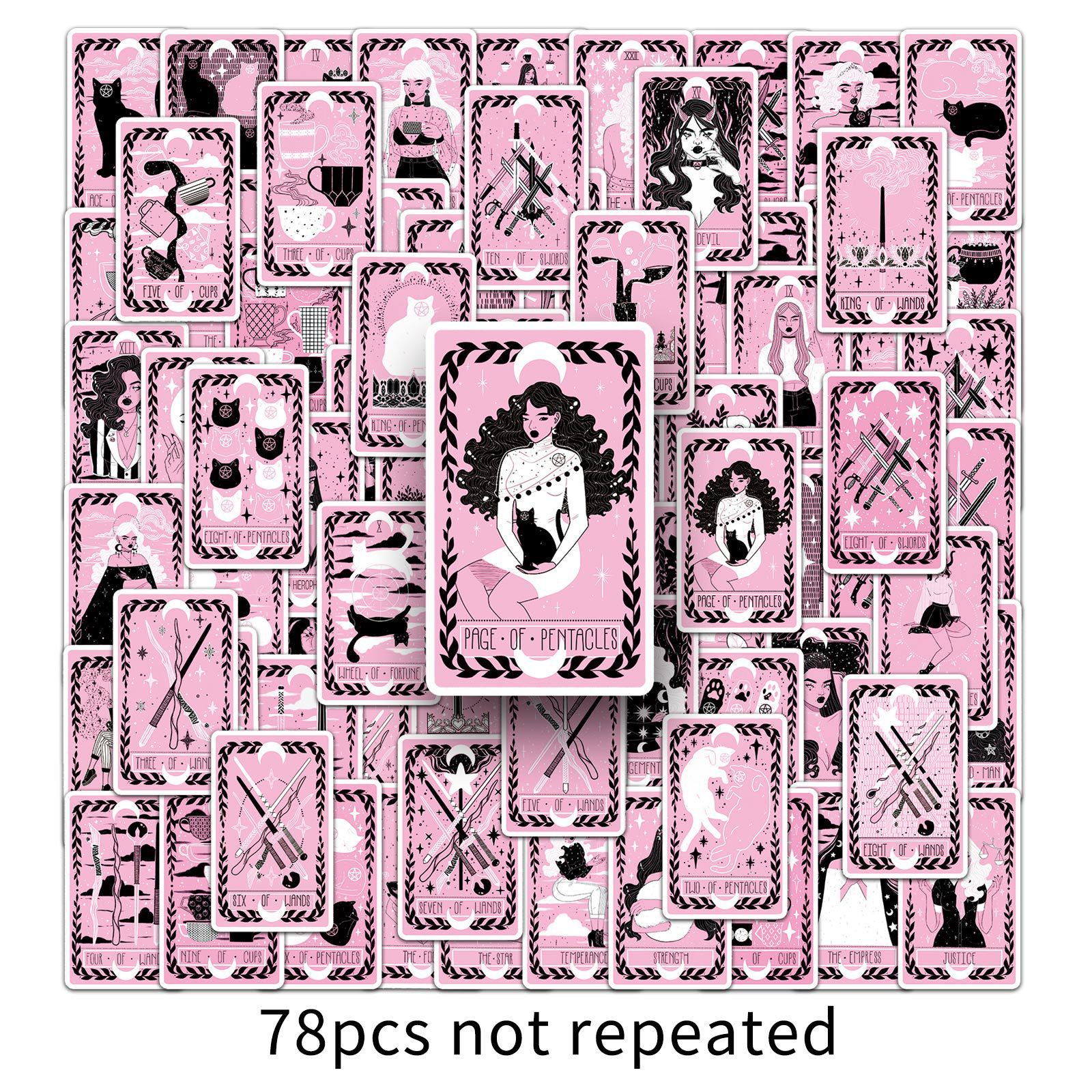 78 Black Pink Tarot Graffiti Stickers: Trendy Waterproof DIY for Skateboards & Luggage