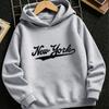 Vintage Letter New York Kids Hoodie Casual Loose Pullover Hooded Sweatshirt for Children