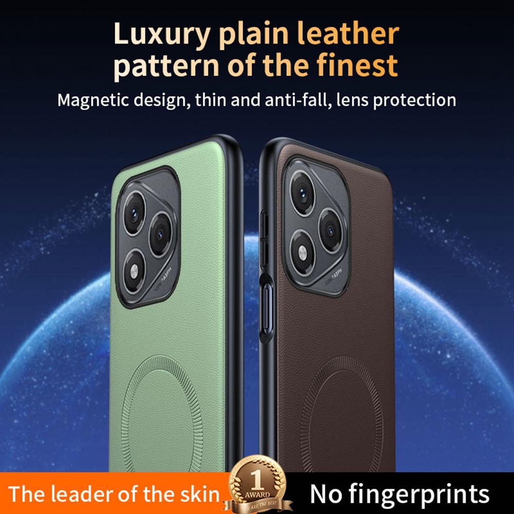 For Honor 400 Lite 5G Case Compatible with MagSafe Leather Coated TPU+PC Phone Cover