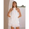 Dames Halter Nek Mouwloos Mini Jurkje Losse Pasvorm Elastische Taille Casual Geplooide Chiffon Jurk
