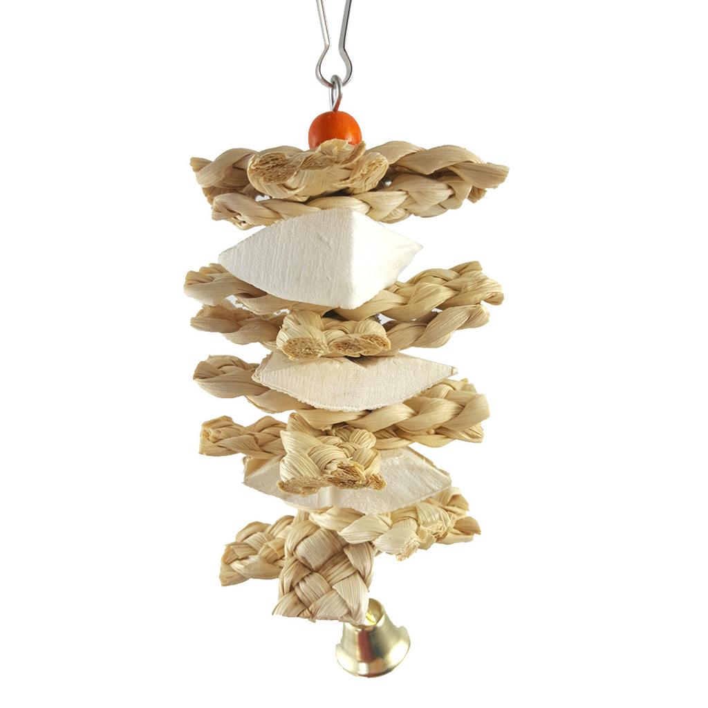 Natural Grass Woven Cuttlebone Bite Toys for Pet Parrot Macaw African for Grey Budgies Cockatoo Parakeet Cockatiels Conu