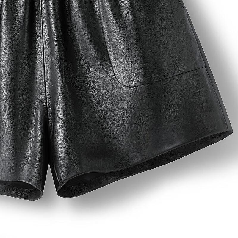 Women's High-Waist Elastic Faux Leather Wide-Leg Shorts
