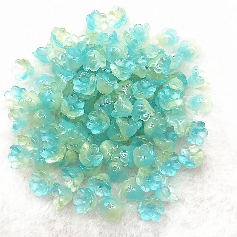 20pcs 7X12mm Colorful Bellflower Lampwork Beads Caps Glass Spacer Beads For Jewelry Making DIY Bracelets Hairpin Accessories