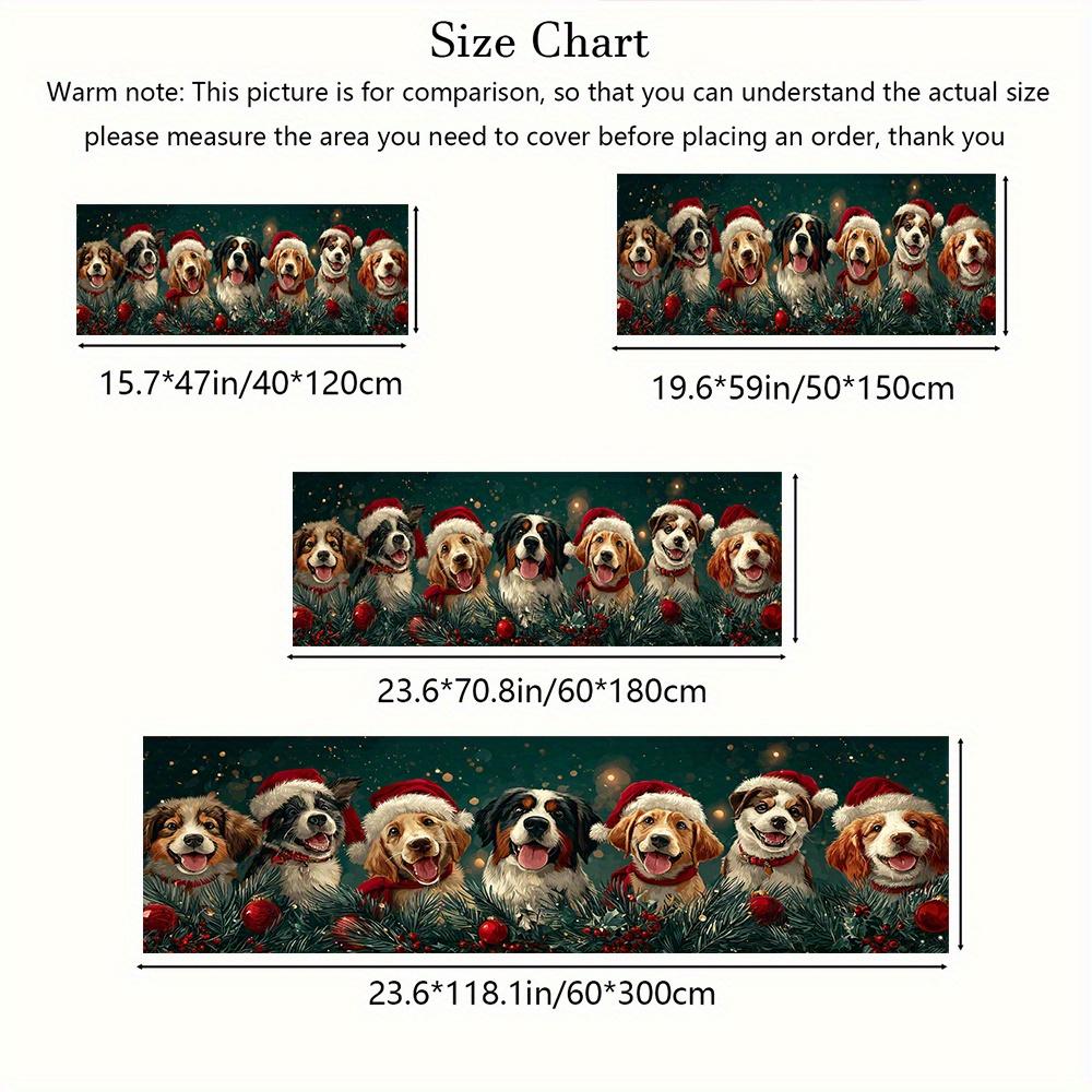1Pcs Dog Wearing A Christmas Hat Non-Slip Washable Area Rug Runner for Entryway, Living Room, Bedroom & Patio