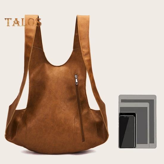 Plecak ze sztucznej skóry, wodoodporny, retro, jednolity kolor, szerokie paski na ramiona, kształt kamizelki, duża pojemność, torba redukująca obciążenie, do szkoły, pracy, podróży