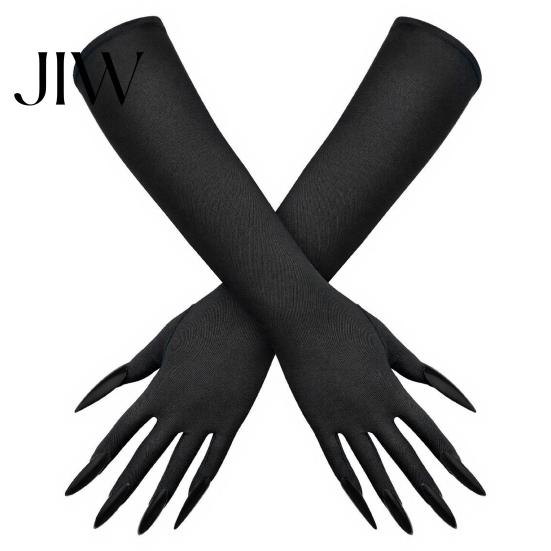 Comfortable Spooky Gloves 1 Pair Halloween Ghost Claw Gloves, Long Fingernail Witch Costume Elastic Polyester Accessory, Dark Party Performance