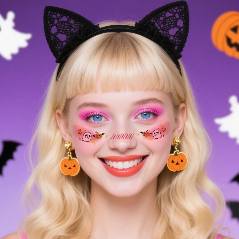 Sweet Style Face Tattoos Waterproof Scrapbook Stickers Realistic Stickers Holiday Events