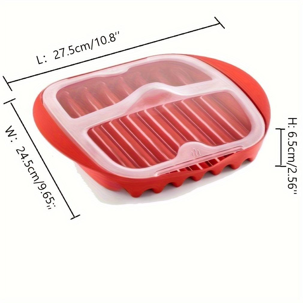 Microwave Bacon Maker Cooker Tray with Splatter Lid BPA-Free Microwave Bacon Grill Pizza Tray Efficient Food Prep Kitchen Tools