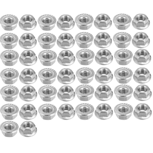 50pcs M5 Hex Flange Nuts, Serrated Hex Flange Lock Nuts, Serrated Flange Hex Lock Nuts, 304 Stainless Steel