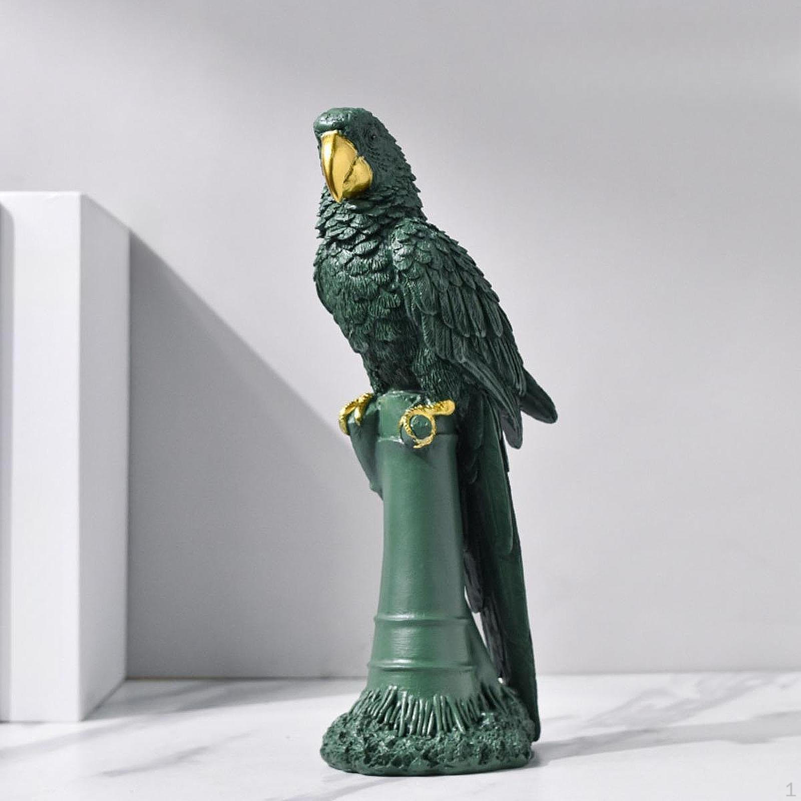 Papageienstatue Harz Tier Skulptur für Tischmittelstück Kamin Schrank Stil A Style D gray