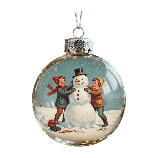 Vintage Christmas Baubles Plastic Hanging Ornaments with Classic Holiday Designs Festive Tree Decor for Home Office Party