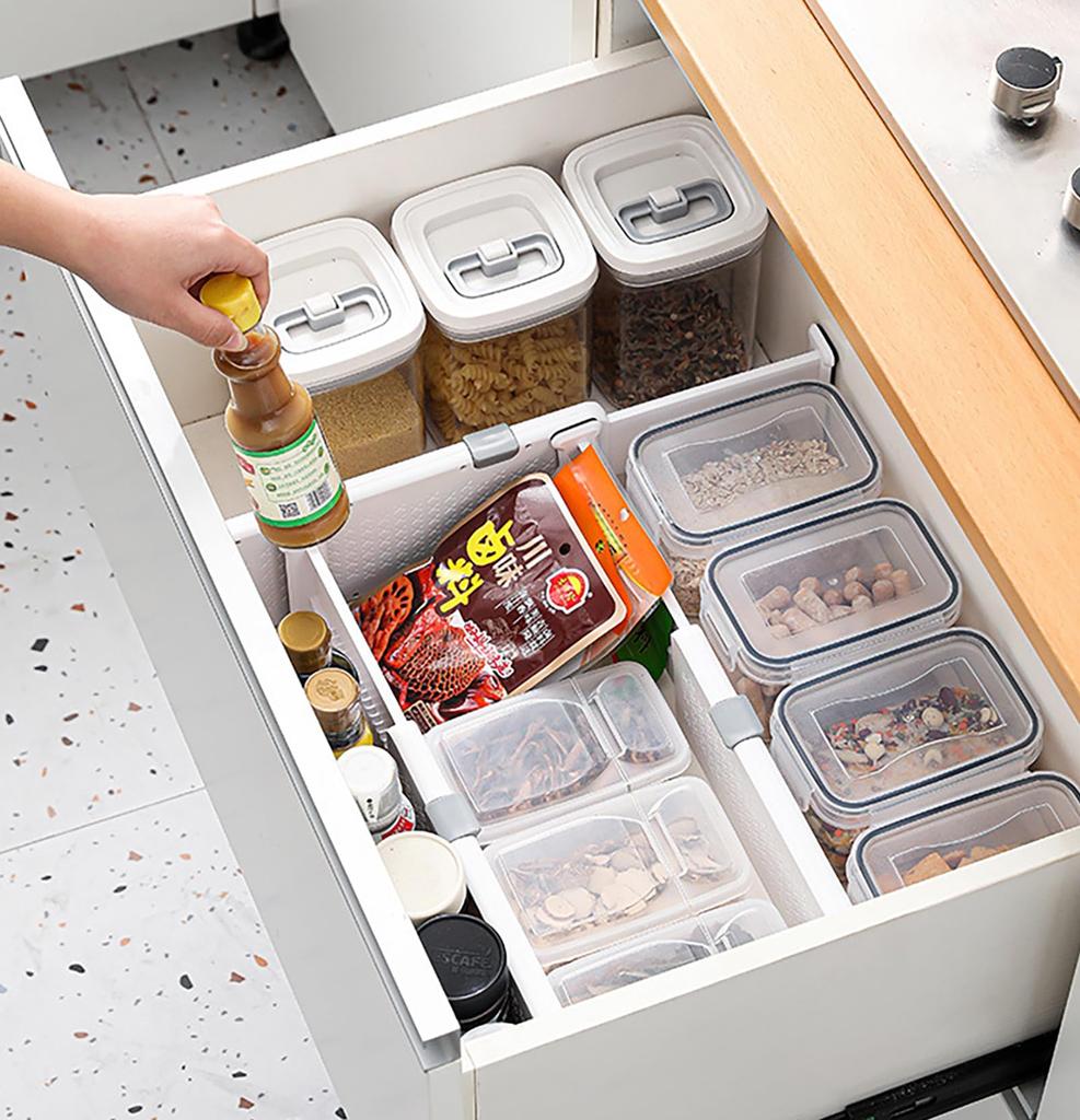 Bofular Extendable Drawer Set of ABS Freely Storage Small Item Slim Easy Installation Dividers, 5, Resin, Combinable, Organizer, Sorting, Adjustable,