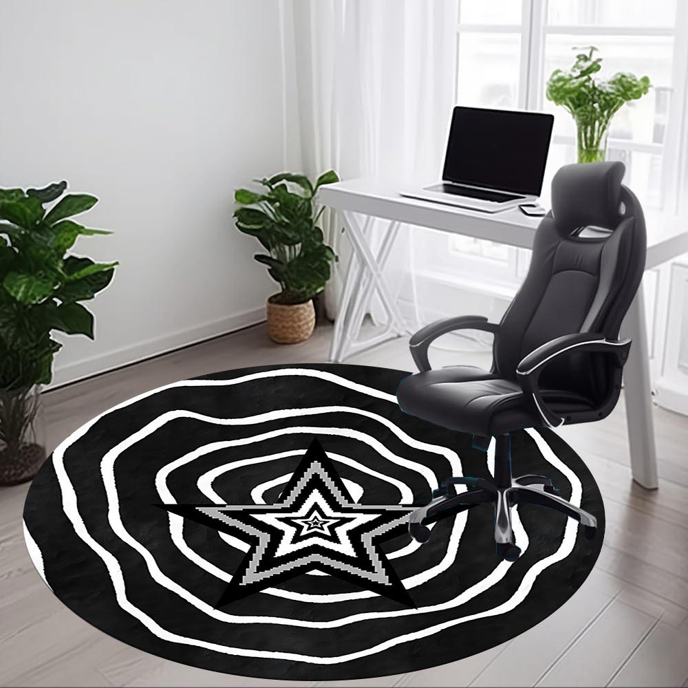 1pc Star Vortex Office Round Area Rug, Mat Suitable For Office, Under Office Chairs Bedroom Living Room Home Decor, Room Deco