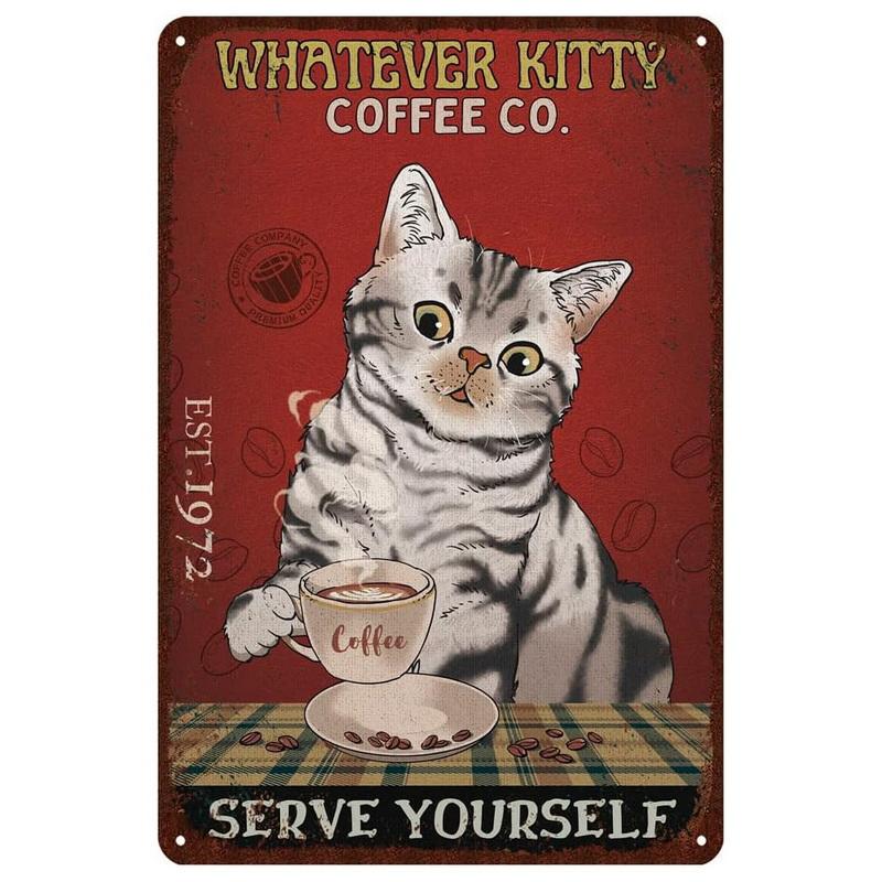 Cat Metal Tin Signs Baking Because Murder Is Wrong Wall Posters Plaque Vintage Iron Painting Decoration for Home Cafe Club Ba