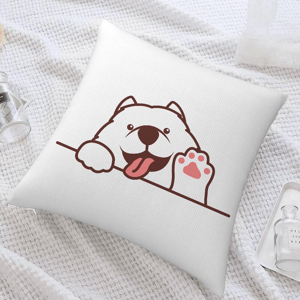 Cute Dog Waving Paw Pillow Case Sofa Decorative Home Double-sided Printing Short Plush Cushion Cover Throw Pillow Cover Gifts