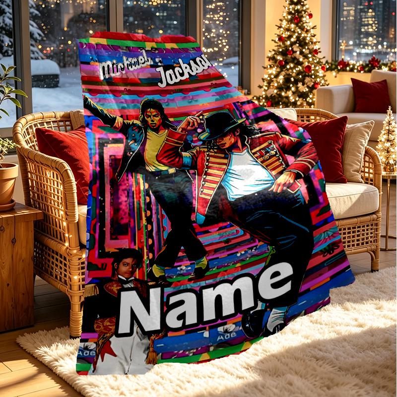 Coperta Personalizzata con Nome Michael Jackson, Arredamento Casa, Camera da Letto, Divano, Campeggio, Divano, Regali per Compleanno Natale