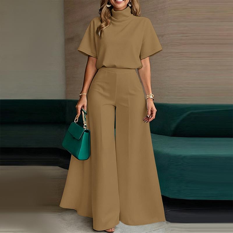 

ZANZEA Women Short Sleeve Blouse and Wide Leg Pants Casual Two Piece Suit Sets 2XL хакі