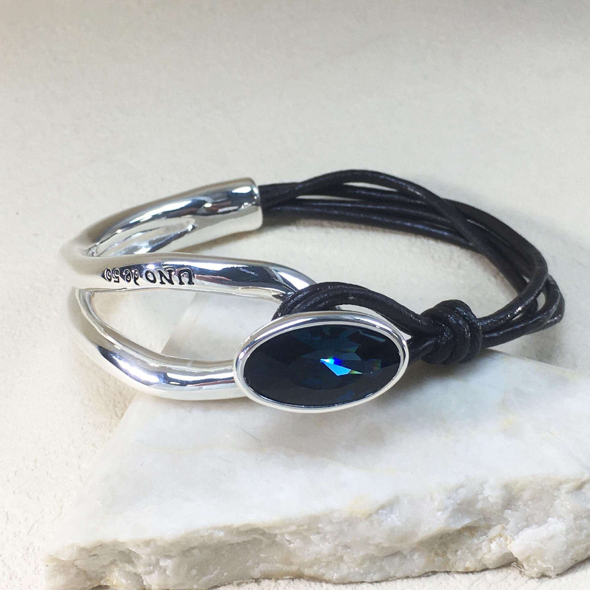 UNOde50 Exquisite Blue Gemstone Women s Bracelet - 2024 Collection Romantic Jewelry Gift
