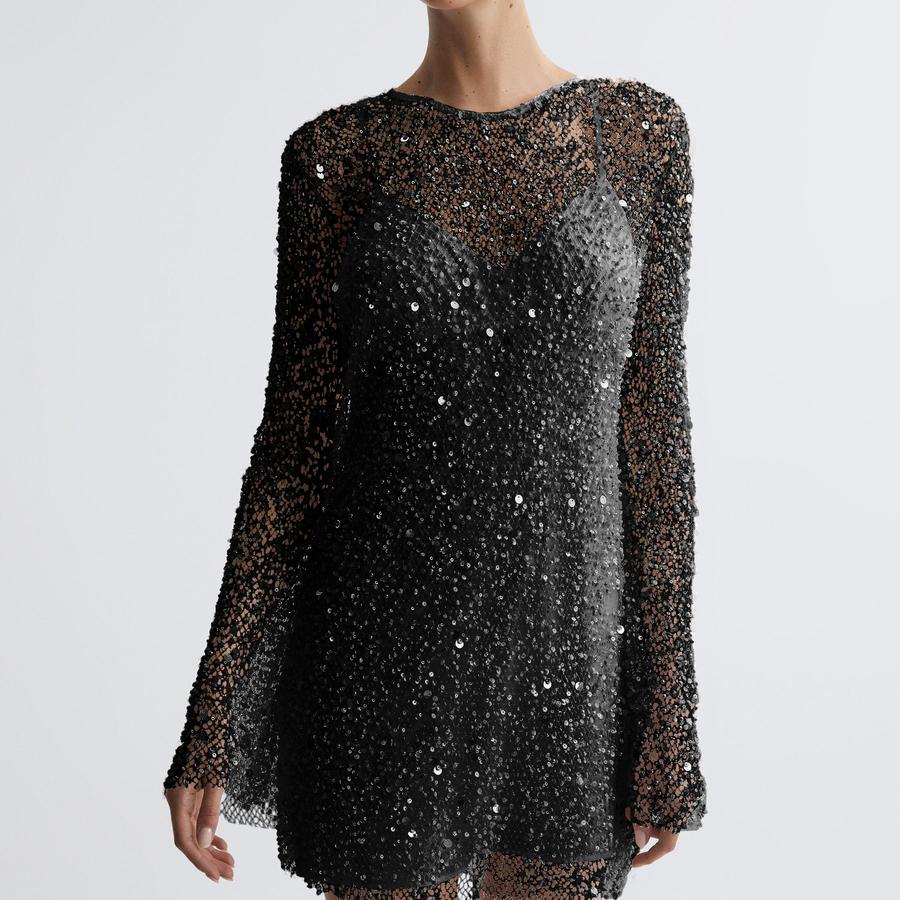 Damen Zweiteiliges Netz-Transparenz-Camikleid Set