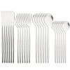 JANKNG 24Pcs Matte Dinnerware Golden Knife Fork Dessert Spoons Flatware Set Stainless Steel Cutlery Set Kitchen Silverware Set