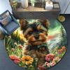 Yorkshire Terrier Round Area Rug,Carpet Rug for Living Room Bedroom Sofa Playroom Decor,Non-slip Floor Mat