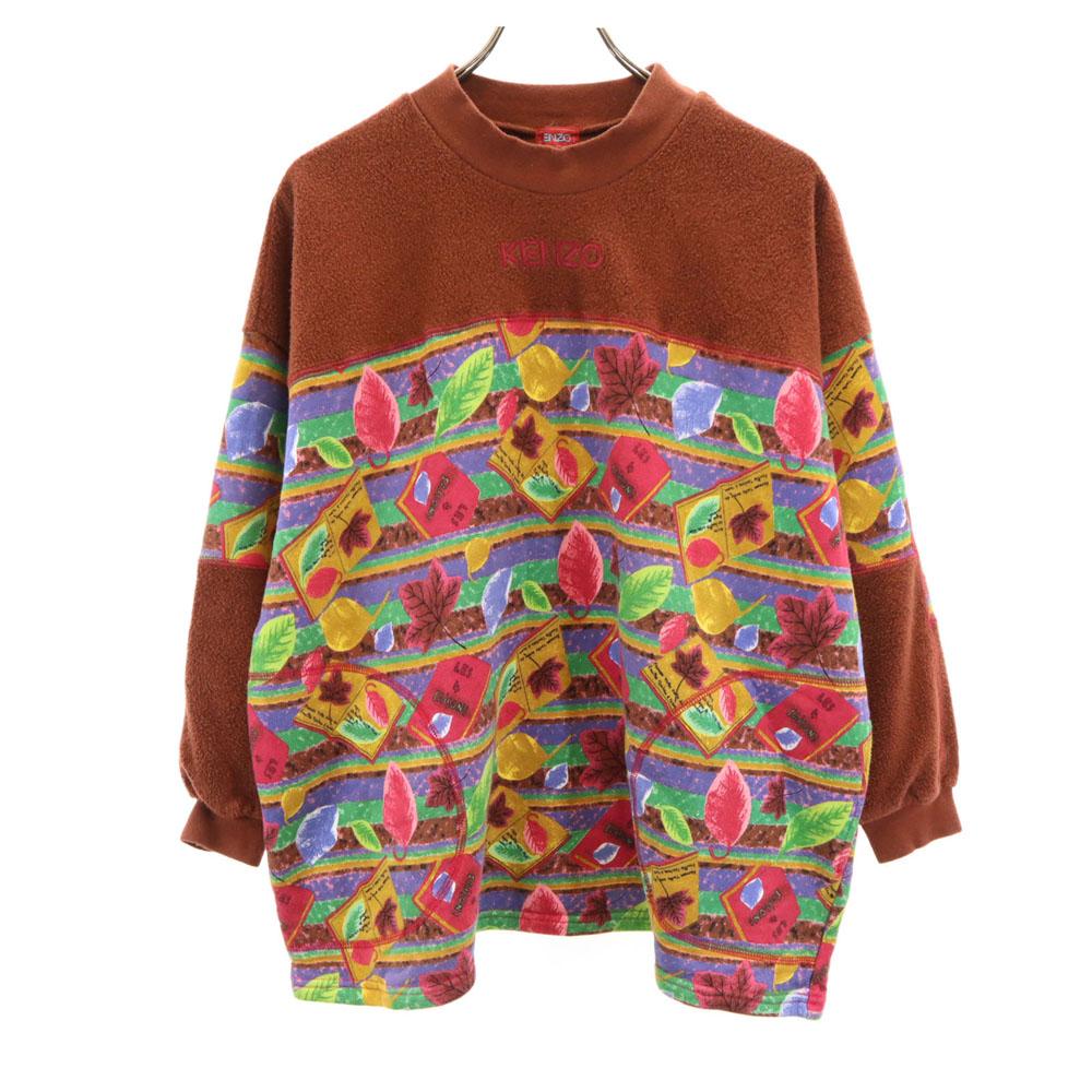 

KENZO 90s Old All-over pattern switching Long sleeve sweat 150 Orange Kid s Used