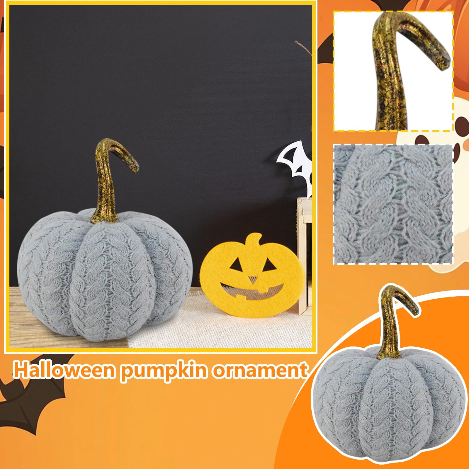 

Halloween Greys Pumpkin Autumns Decoration Knitted Pumpkin Ornament One Size