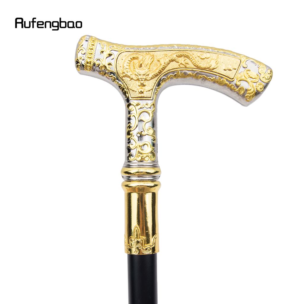 Golden White Dragon Luxury Pattern Walking Stick Party Fashion Elegant Walking Stick Decorative Cospaly Cane Knob Crosier 89cm
