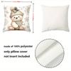 1 Stück Süßer Teddybär Weihnachtsmuster Dekokissen Polyester Kissenbezug, Sofa Dekokissenbezug