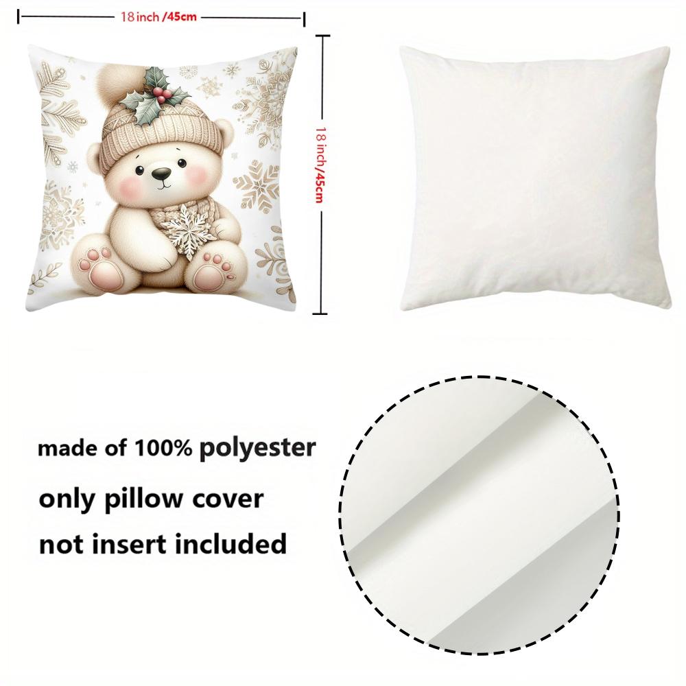 1 Pieces Cute Teddy Bear Christmas Pattern Decorative Pillow Polyester pillowcase, sofa decorative cushion cov