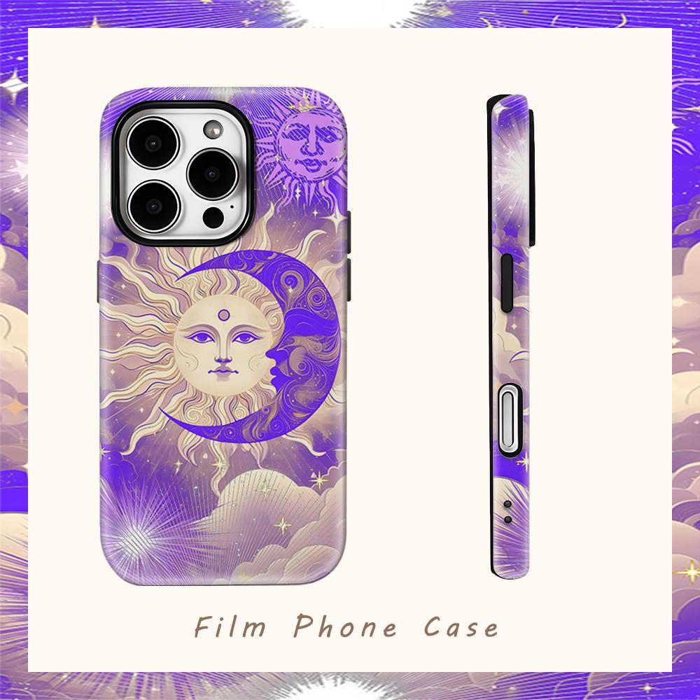 Celestial Sun Moon Art Phone Case for IPhone 17AIR 16E 16 15 14 13 12 11 17 Pro Max Plus Double-layer Back Cover