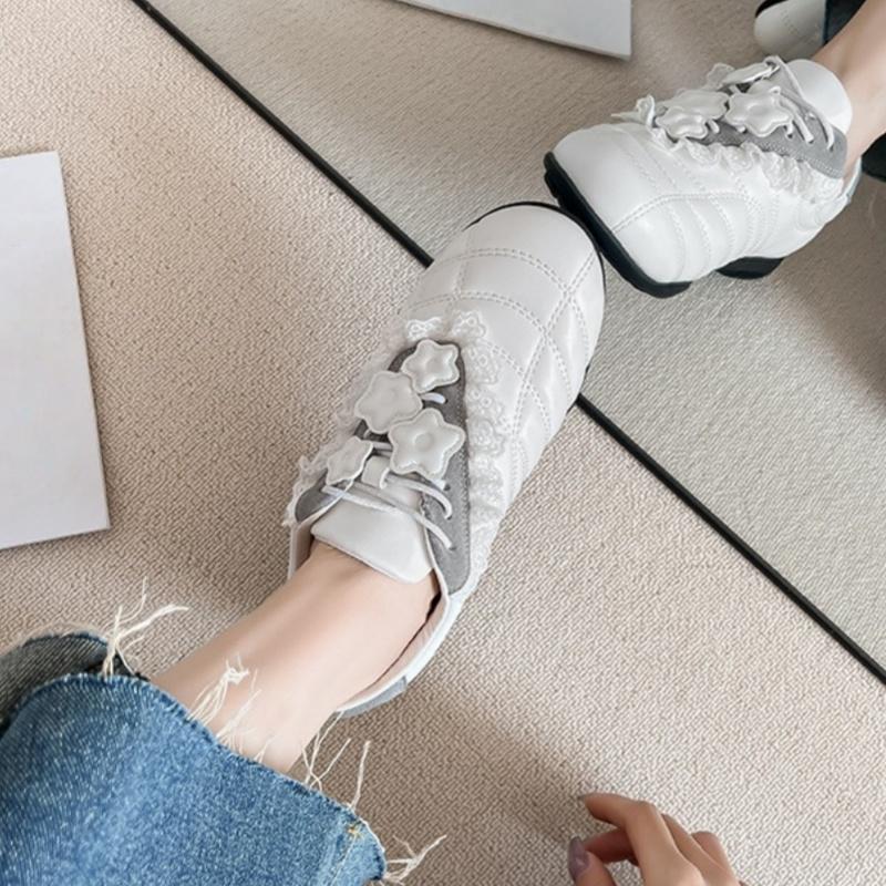 Mode Heißer Verkauf 2025 Neuer Stil Designer Spitzenbesatz Lässige Damen Sneaker Frühling Deutsches Training Flache Einzelne Damen Sneaker
